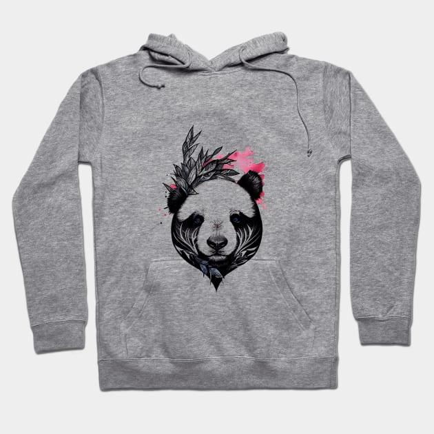 Panda Bear Wild Animal Nature Illustration Art Tattoo Hoodie by Cubebox